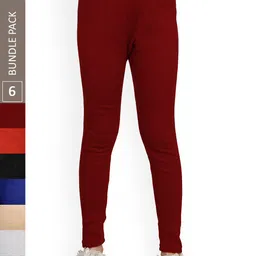 IndiWeaves Girls Pack Of 6 Ankle-Length Woolen Leggings-image-61