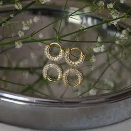 Anushka Jain Jewellery 925 Sterling Silver Gold-Plated CZ Studded Hoop Earrings-picture-18