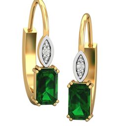 KUBERBOX Meridian 18KT Gold Diamond-Studded Emerald Hoop Earrings-1.8 gm-image-9