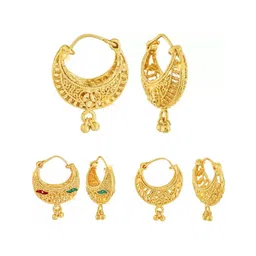 Vighnaharta Set Of 3 Gold-Plated Hoop Earrings image 1