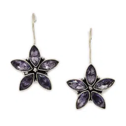 EL REGALO White & Silver-Toned Floral Drop Earrings-picture-21