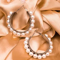 Crunchy Fashion Silver-Plated Circular Hoop Earrings-picture-37