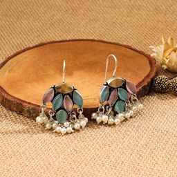 EL REGALO Stone Studded & Beaded Contemporary Drop Earrings-picture-40