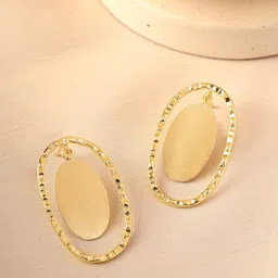 Priyaasi Gold-Plated Oval Studs Earrings-picture-14