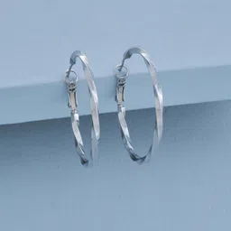 Kushal's Fashion Jewellery Rhodium Plated Circular Hoop Earrings-picture-32