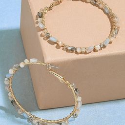Accessorize London Women pink Raw Facet Beaded Hoops Earring-picture-30