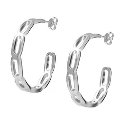 LeCalla 925 Sterling Silver Plated Contemporary Half Hoop Earrings-picture-50