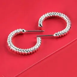 AMI Silver-Toned Contemporary Hoop Earrings-picture-18