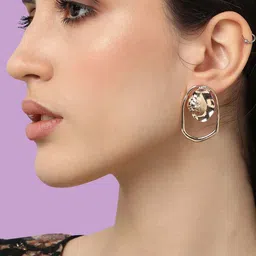 SOHI Gold-Plated Contemporary Drop Earrings-image-33