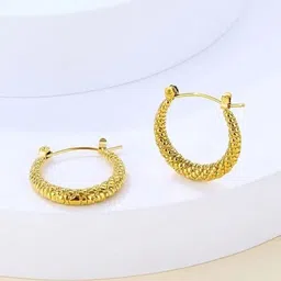 VIEN Gold-Plated Oval Shaped Hoop Earrings-image-6