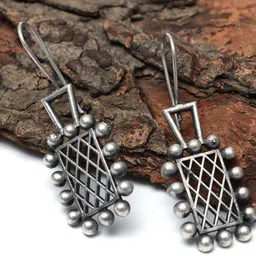 Ozanoo Brass-Plated Oxidised Classic Drop Earrings-image-18