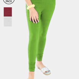 FRENCH KLEIDER Girls Pack Of 3 Solid Churidar-Length Leggings-picture-32