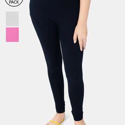 FRENCH KLEIDER Girls Pack of 3 Solid Cotton Churidar Length Leggings-picture-15