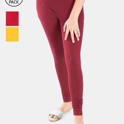 FRENCH KLEIDER Girls Pack Of 3 Solid Cotton  Churidar-Length Leggings-picture-22
