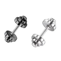 KRYSTALZ Men Set Of 2 Silver-Plated Stainless Steel Mismatch Studs-picture-44