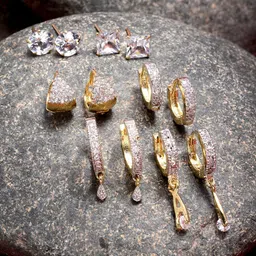 Kennice Set Of 6 Gold Plated Classic Drop Earrings image 1