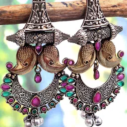 VIRAASI Silver-Plated Contemporary Drop Earrings-picture-13