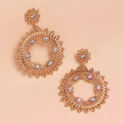 DressBerry Gold-Plated Stone-Studded Contemporary Drop Earrings-picture-14