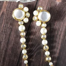 KARATCART Gold-Plated Kundan-Studded Drop Earrings-picture-14