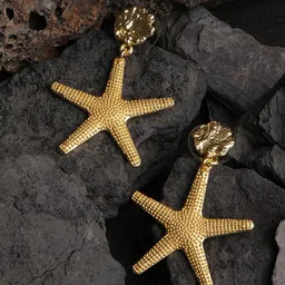 XPNSV Gold-Plated Geometric Drop Earrings image 1