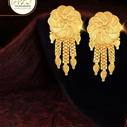 Vighnaharta Gold-Plated Floral Drop Earrings-picture-33