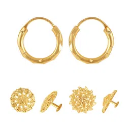 Vighnaharta Set Of 3 Gold-Plated Circular Shaped Hoop Earrings-picture-39