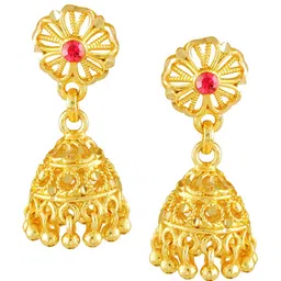Vighnaharta Gold-Plated Dome Shaped Jhumkas Earrings-picture-58