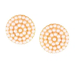 Vighnaharta Gold-Pleated Circular Pearls Studs-picture-37