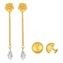 Vighnaharta Set of 2 Gold Plated Removable Studs & Drop Earrings-picture-12