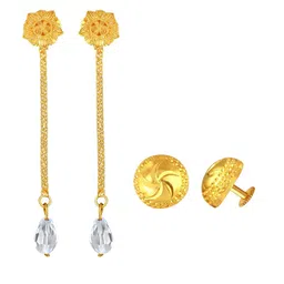 Vighnaharta Set of 2 Gold-Plated Floral Drop Earrings-picture-23