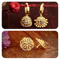 Vighnaharta Gold-Toned Floral Drop Earrings-picture-12