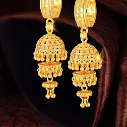 Vighnaharta Gold-Plated Dome Shaped Jhumkas-picture-19