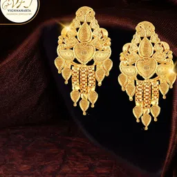 Vighnaharta Gold-Plated Classic Drop Earrings-image-6