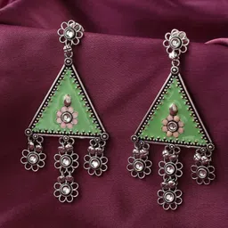 kashwini Silver-Plated Brass Meenakari Drop Earrings-picture-10