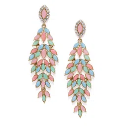 Mahi Multicoloured Leaf Shaped Drop Earrings-picture-25