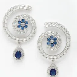 Aazeen Rhodium-Plated Circular Drop Earrings-picture-19