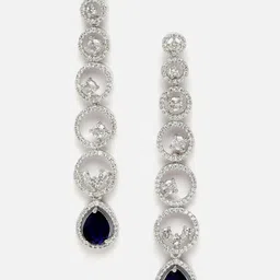 Aazeen Rhodium-Plated Circular Drop Earrings-picture-40