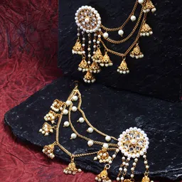 Kennice Women Gold-Plated Circular Drop Earrings-image-80