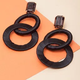 Madame Rose-Gold Plated Circular Drop Handcrafted Earrings-picture-15