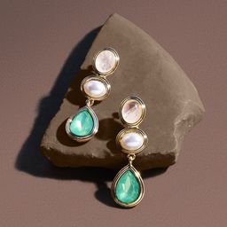Accessorize Pearl & Gem Studded Teardrop Shaped Drop Earrings-picture-15