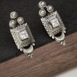 Fabindia Silver-Plated Contemporary Drop Earrings-picture-47