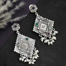 Fabindia Kundan Studded Contemporary Drop Earrings-image-81
