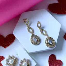 I Jewels Set Of 2 Rose Gold-Plated Drop Earrings-picture-22