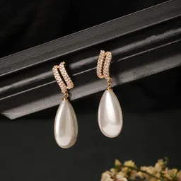 Saraf RS Jewellery Gold-Plated American Diamond Contemporary Drop Earrings-picture-53