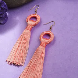 SOHI Pink Contemporary Tasseled Drop Earrings-picture-34