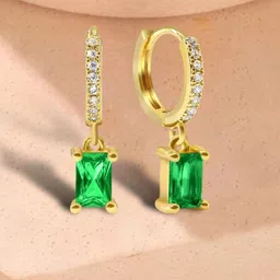 MYKI Gold-Plated Cubic Zirconia Stainless Steel Contemporary Drop Earrings-image-26
