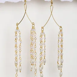 XPNSV Gold-Plated Contemporary Pearls Drop Earrings-picture-22