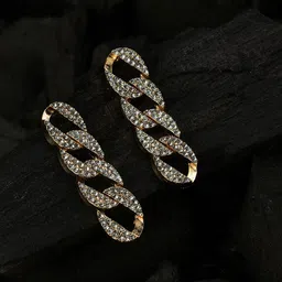 SOHI Silver-Toned Stones Gold-Plated Contemporary Drop Earrings-picture-57