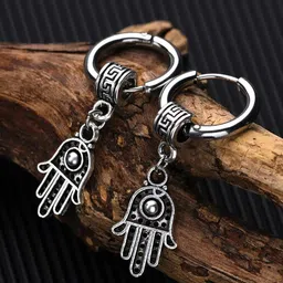VIEN Silver-Plated Contemporary Hoop Earrings-picture-13