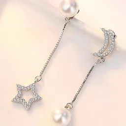 MYKI Silver-Plated Cubic Zirconia Drop Earrings image 1